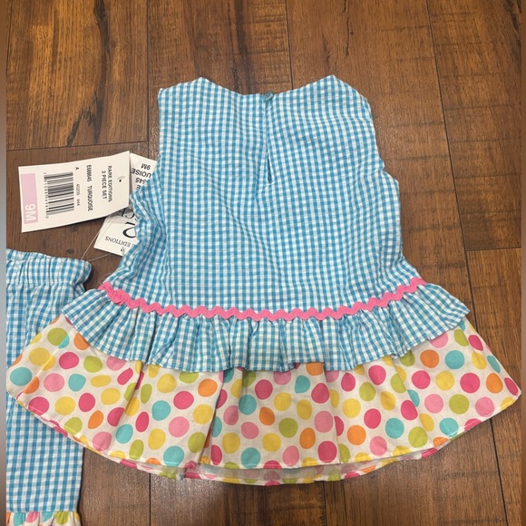 NWT Rare Editions Easter Bunny Polka Dot Baby Girl Set, 9 Months - Picture 8 of 10